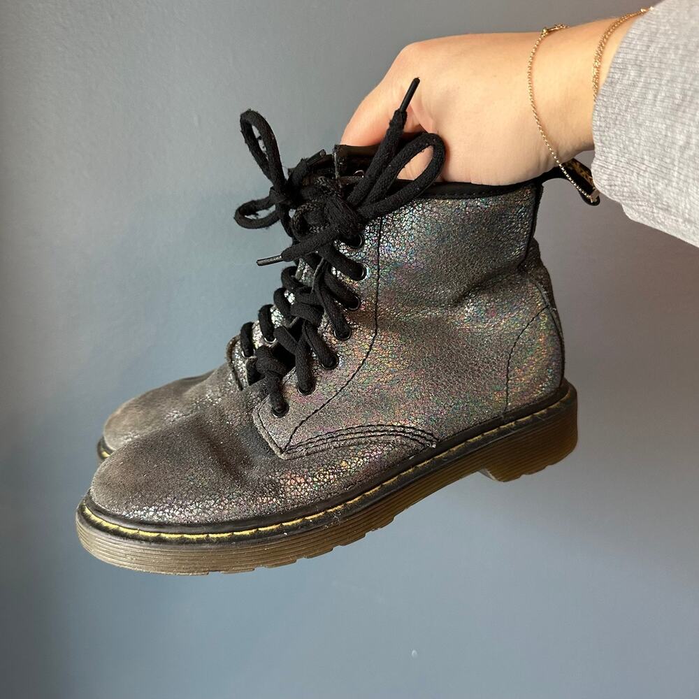 Doc marten black iridescent boots‎